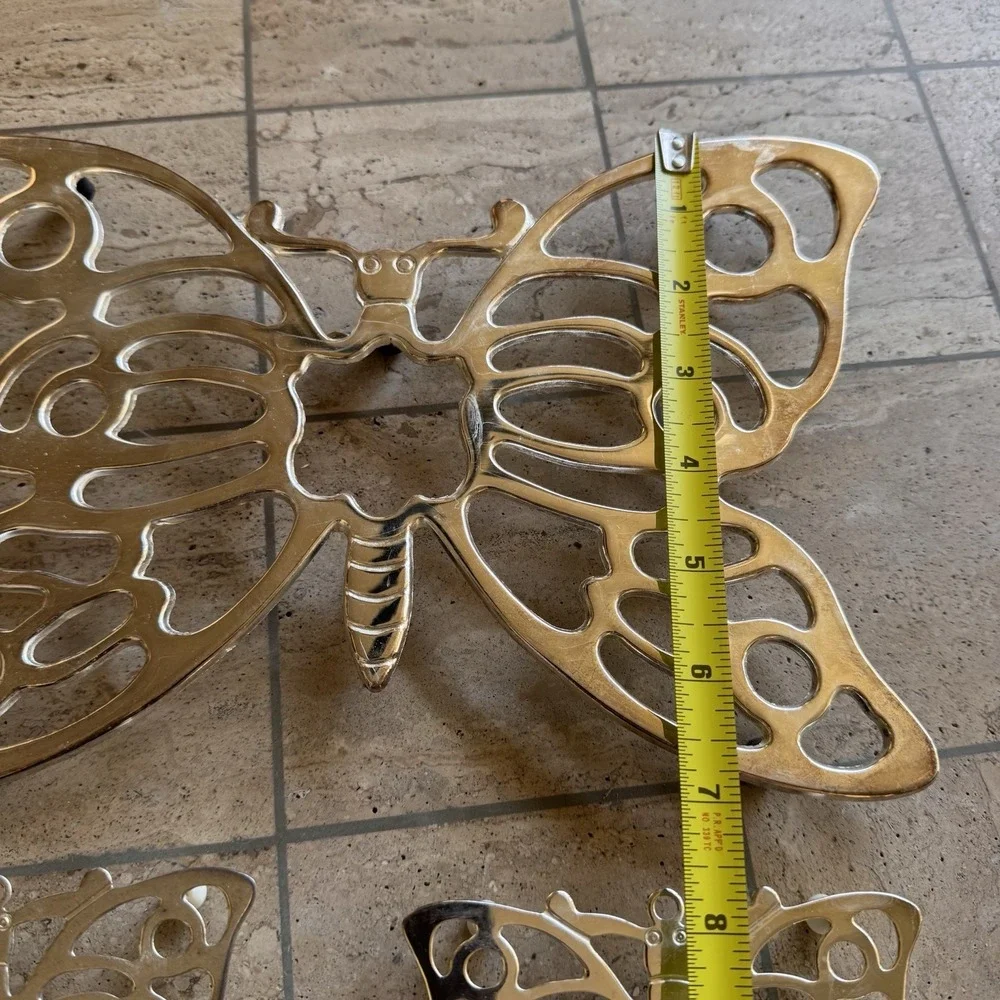 Leonard Trivet Set Butterfly SilverPlated Hot Plate Coasters Vintage Cottagecore - Picture 5 of 11